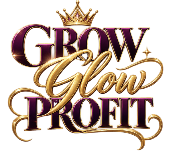 Grow Glow Profit approved luxury script logo